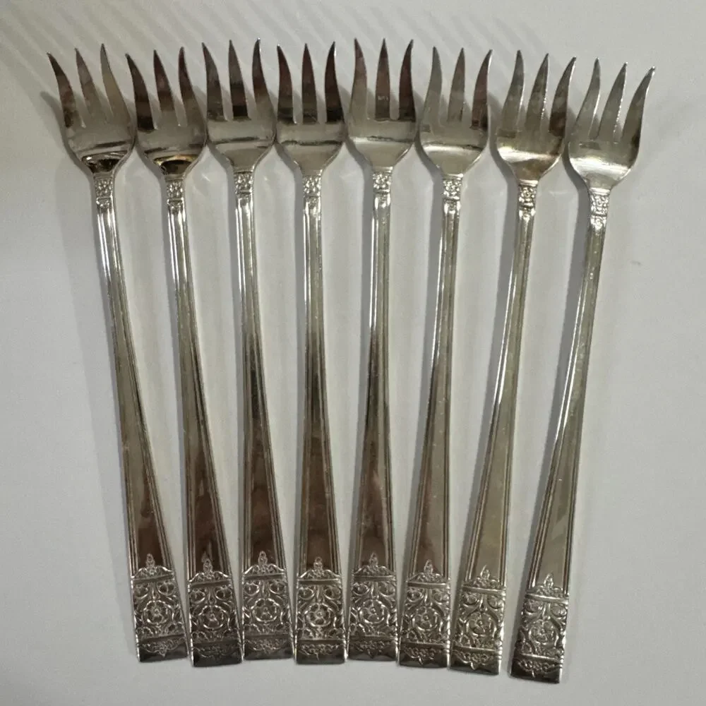 Set of 8 Cocktail Forks - National Silver Co Inauguration Silverplate